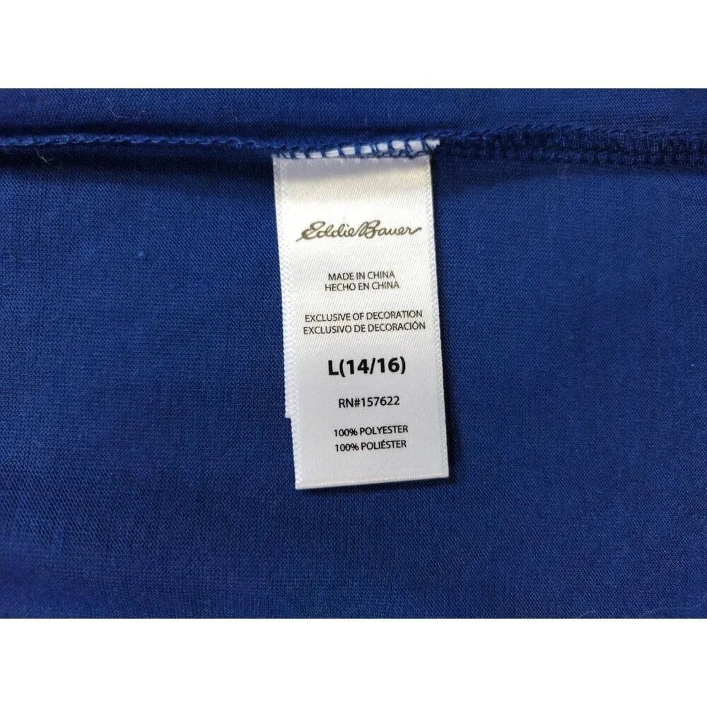 Eddie Bauer Kids Blue Long Sleeve Graphic Shirt Size L (14–16) Excellent